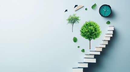 Poster - A minimalistic circular flow chart representing the steps involved in completing a university course, from enrollment to graduation.