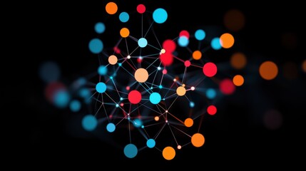 Poster - A circular network diagram depicting the relationships between different departments within a company, with nodes representing departments and connections representing communication flows.