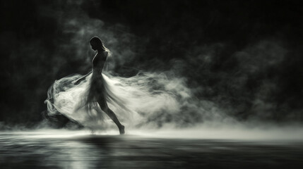 Wall Mural - mystical mist. swirling smoke in dark and light symphony. fluid fantasia. abstract dance of fog and 