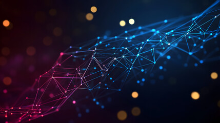 Network connection structure. Data transfer. Abstract background with interweaving of dots and lines. 3D rendering.