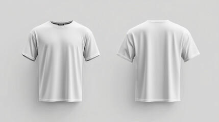 T-shirt mockup. White blank t-shirt front and back views. male clothes wearing clear attractive apparel tshirt models template | Generative AI
