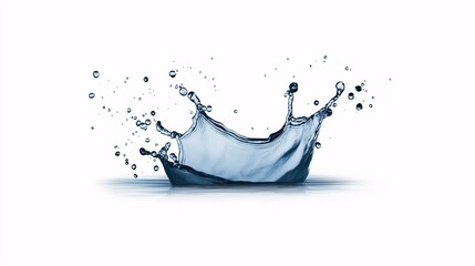 Poster - Water Splash with Droplets on White Background