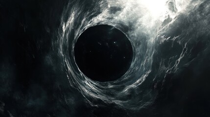 Wall Mural - Abstract black hole with swirling space clouds.