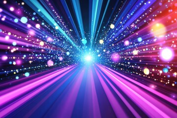 Wall Mural - hyperspace travel light speed effect with blue pink neon glow