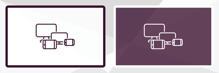 Aufkleber - responsive design outline icon. Linear vector from computer concept. Thin line white and black responsive design icon isolated on white and dark background