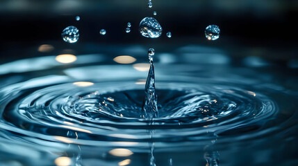 Wall Mural - Abstract Photo of Water Droplets Creating Ripples