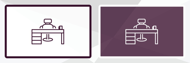 Aufkleber - boss office outline icon. Linear vector from computer concept. Thin line white and black boss office icon isolated on white and dark background