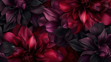 Sticker - Dark Floral Background with Rich Red and Black Colors