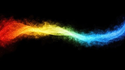 Wall Mural - vivid rainbow color wave on black background