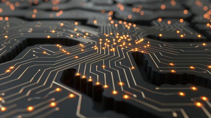 Poster - Abstract Circuit Board with Glowing Lights