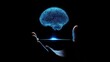 © elimicel - A glowing brain hologram above an open hand, symbolizing knowledge and innovation.