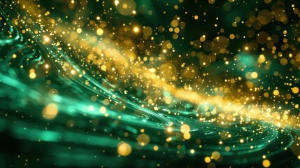 Sticker - Sparkling Gold and Green Abstract Background Design