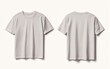 © Ahmadnawavi - Front and back view mockup of a plain pastel pink tshirt on a white background, displayed side by side, smooth texture, realistic shadow effects, minimalistic design, sharp edges
