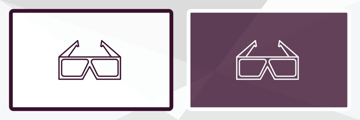 Poster - 3d glass symbol outline icon. Linear vector from cinema concept. Thin line white and black 3d glass symbol icon isolated on white and dark background