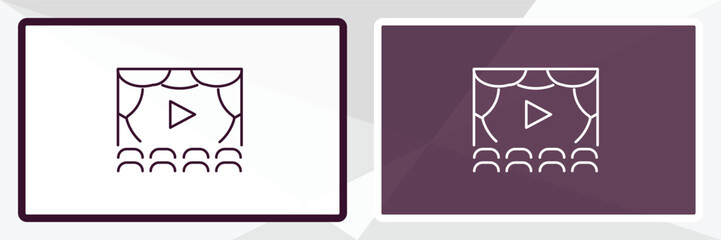 Poster - cinema screen outline icon. Linear vector from cinema concept. Thin line white and black cinema screen icon isolated on white and dark background