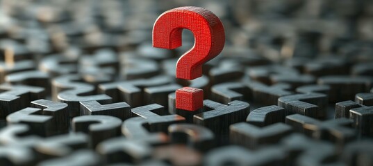 Poster - Red question mark. Creative solution and critical thinking. Generative AI technology.	
