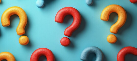 Poster - Question mark on blue background. Creative solution and critical thinking. Generative AI technology.	
