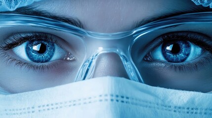Wall Mural - female doctor wearing protective medical gear and glasses
