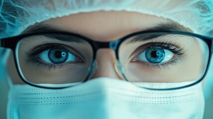 Wall Mural - female doctor wearing protective medical gear and glasses
