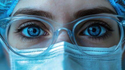 Wall Mural - female doctor wearing protective medical gear and glasses