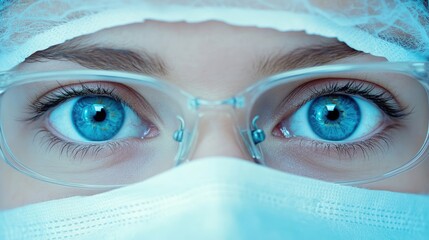 Wall Mural - female doctor wearing protective medical gear and glasses