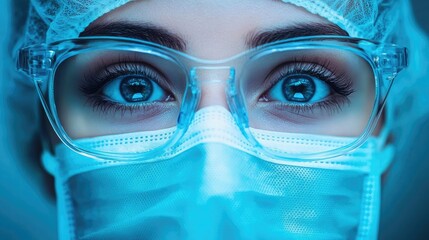 Wall Mural - female doctor wearing protective medical gear and glasses
