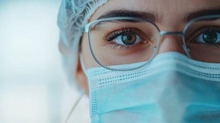 Wall Mural - female doctor wearing protective medical gear and glasses