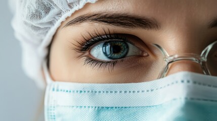 Wall Mural - female doctor wearing protective medical gear and glasses