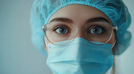 Wall Mural - female doctor wearing protective medical gear and glasses