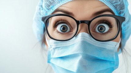 Wall Mural - female doctor wearing protective medical gear and glasses