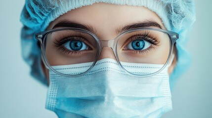 Wall Mural - female doctor wearing protective medical gear and glasses