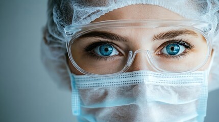 Wall Mural - female doctor wearing protective medical gear and glasses
