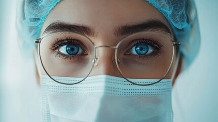 Wall Mural - female doctor wearing protective medical gear and glasses