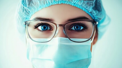 female doctor wearing protective medical gear and glasses