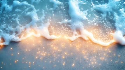 Wall Mural - abstract background of sparkling ocean waves on sandy beach