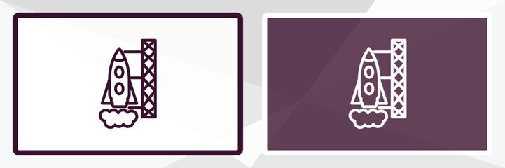 Poster - spaceport outline icon. linear vector from astronomy concept. thin line white and black spaceport ic
