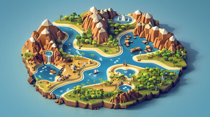 Wall Mural - Open World Map isometric 3D