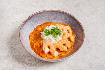 Wall Mural - curry with shrimps and rice