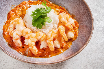 Wall Mural - curry with shrimps and rice