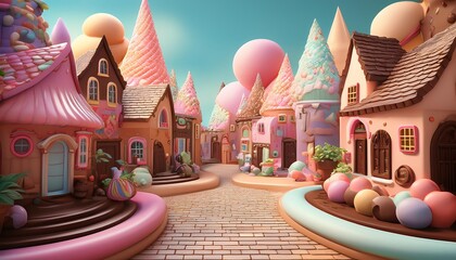 Wall Mural - Candy Castle in a Dreamy Land, digital art, fantasy, 