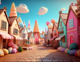 Wall Mural - Candy Castle in a Dreamy Land, digital art, fantasy, 