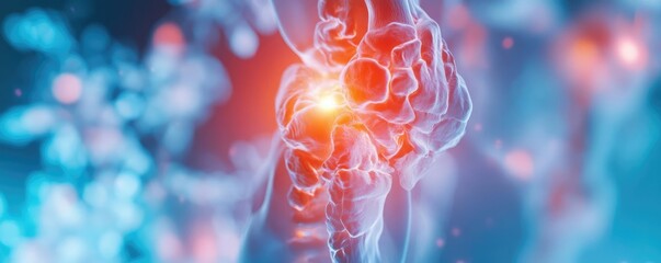 Poster - A stunning close-up of a glowing joint, showcasing intricate details and vibrant colors, ideal for medical and health-related designs.