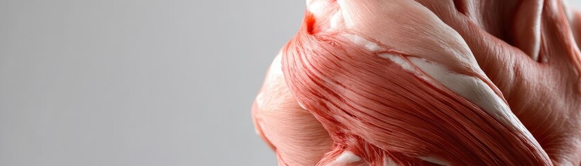 Poster - Close-up view of a human muscle structure, highlighting the intricate details and textures of muscle fibers in a scientific context.