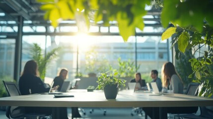 Poster - Bright Meeting Room Surrounded by Lush Greenery