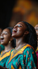 Poster - Vibrant Gospel Choir Lifting Spirits in Colorful Church Robes  