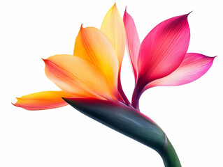 Wall Mural - Striking Color Gradient Flower Photo on White Background