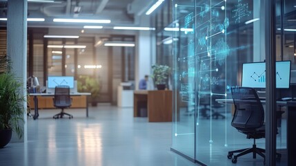 Poster - Modern Office with Technology and Data Visualization