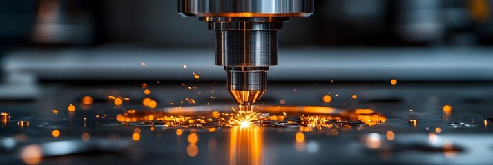 Aufkleber - Powerful metalworking machinery cutting through steel with blazing sparks,showcasing the precision and innovation of modern industrial manufacturing processes.