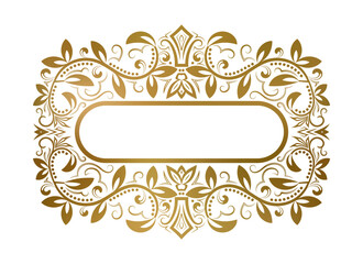Poster - Golden decorative frame for title. Excellent for elegant label decoration, name plate or greeting card design.