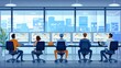 © GenerativeAIpicture - IT professionals working in a modern office, surrounded by multiple computer screens displaying code and network diagrams cartoon Vector Illustration